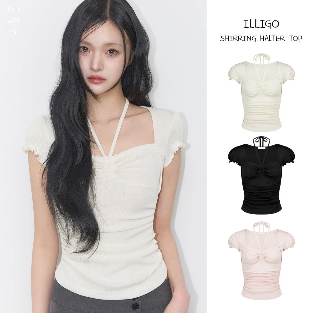 [PREORDER] Illigo Shirring Halter Top / 3 Colors (ลด 41%)