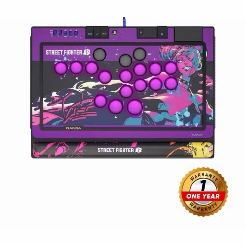 จอย Qanba รุ่น Sapphire JURI- Arcade Controller (Leverless) ใช้กับ PC/PS5/PS4 พร้อมประกัน