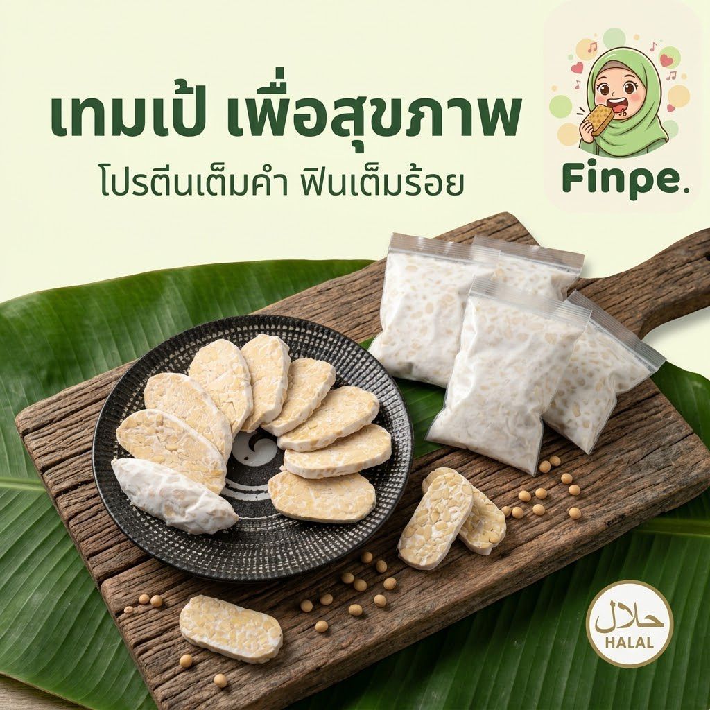 เทมเป้สด 120 กรัม ฮาลาล โปรตีนสูง ไม่ใส่สารกันบูด เทมเป้ แบบบ่มเอง ทำวันต่อวัน