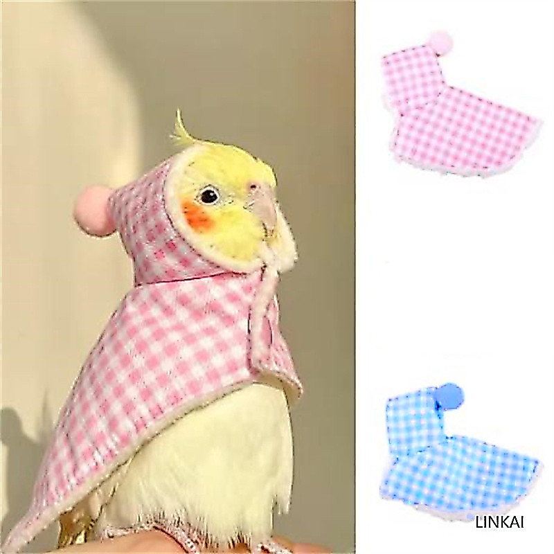 Soft Bird Cape Cloak เครื่องแต่งกายสําหรับนกแก้วและนกกระตั้วในสีชมพูอ่อนสวยและสีฟ้า (LKJQ1112)
