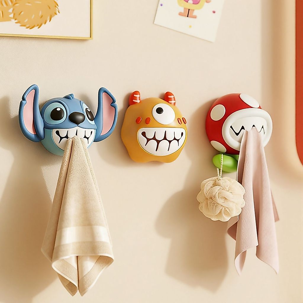 Cartoon Children's Towel Rack Hook Toilet Bathroom Facial Towel Storage Rack Towel Clip Towel Plug S