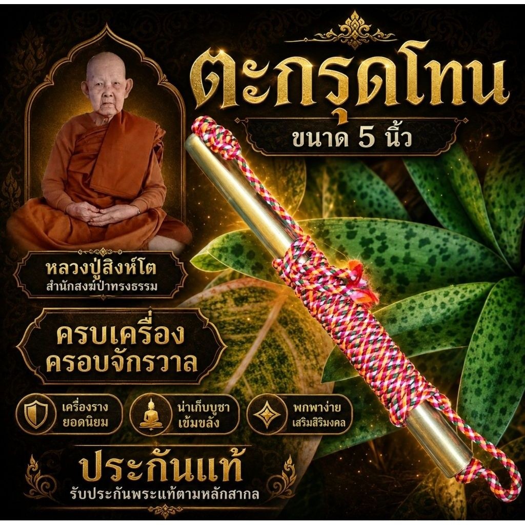 ตะกรุดโทน ขนาด 5 นิ้ว หลวงปู่สิงห์โต สำนักสงฆ์ป่าทรงธรรม เครื่องรางที่ขึ้นชื่อว่า "ครบเครื่อง ครอบจักรวาล" ประกันแท้