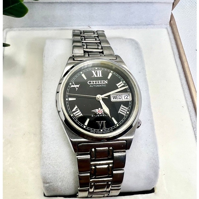 นาฬิกา Citizen Automatic 21 Jewels หน้าปัดดำ ตัวเลขโรมัน (รับประกันเครื่อง 3 เดือน)