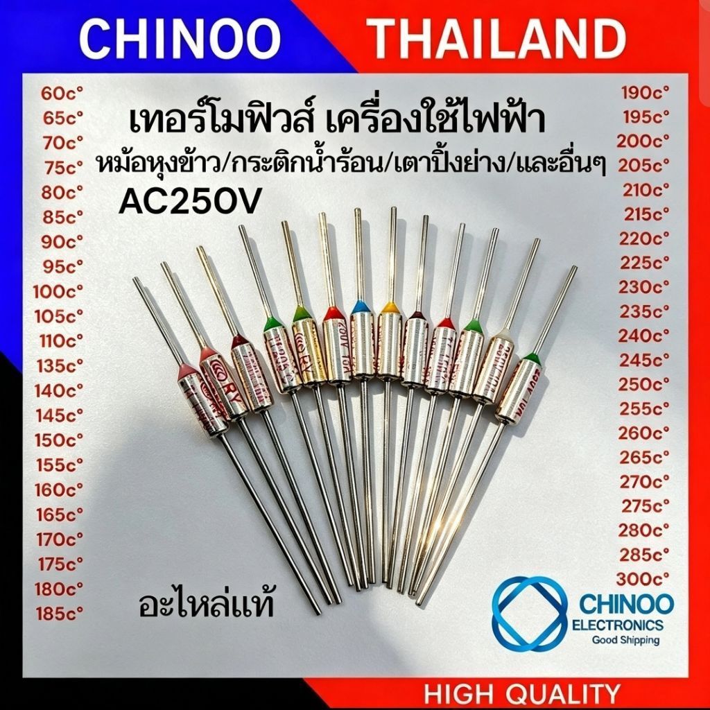(Silver) เทอร์โมฟิวส์ หม้อหุงข้าว กระติกน้ำร้อน เตาปิ้งย่าง 60C° 70C° 80C° 90C° 225C° 230C° 260C° 275C° 285C° 300C°
