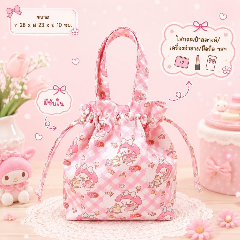 กระเป๋าหูรูดลายน่ารัก MyMelody