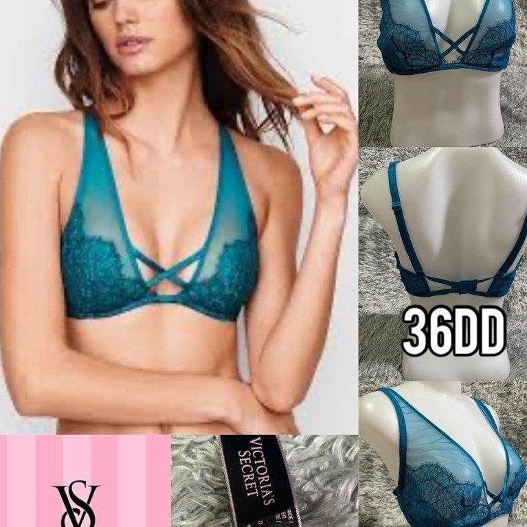 เสื้อชั้นใน Victoria's Secret Very Sexy Unlined Plunge Bra Teal Blue size 36DD
