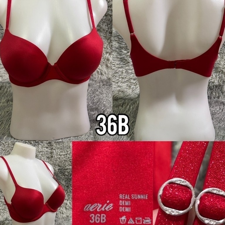 เสื้อชั้นใน Aerie Real Sunnie Demi Bra Red size 36B