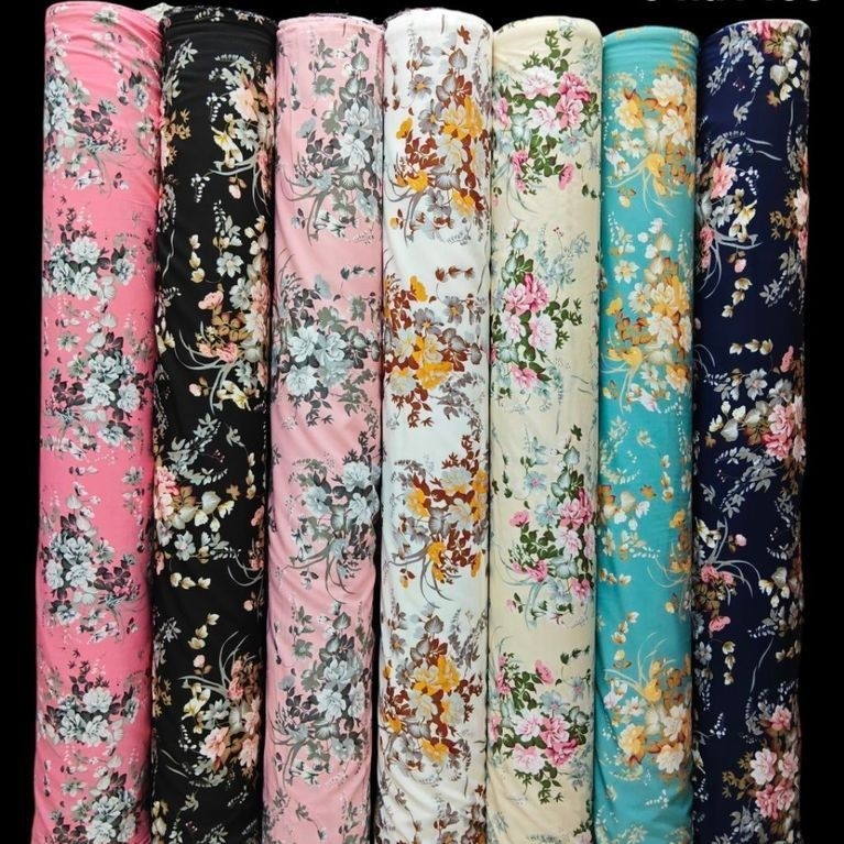 ผ้าไหมอิตาลี เนื้อนิ่มมาก ลายกระเช้าดอกไม้ หน้ากว้าง 152 cm  #ผ้าเมตร #ผ้าหลา #ผ้าลายดอก