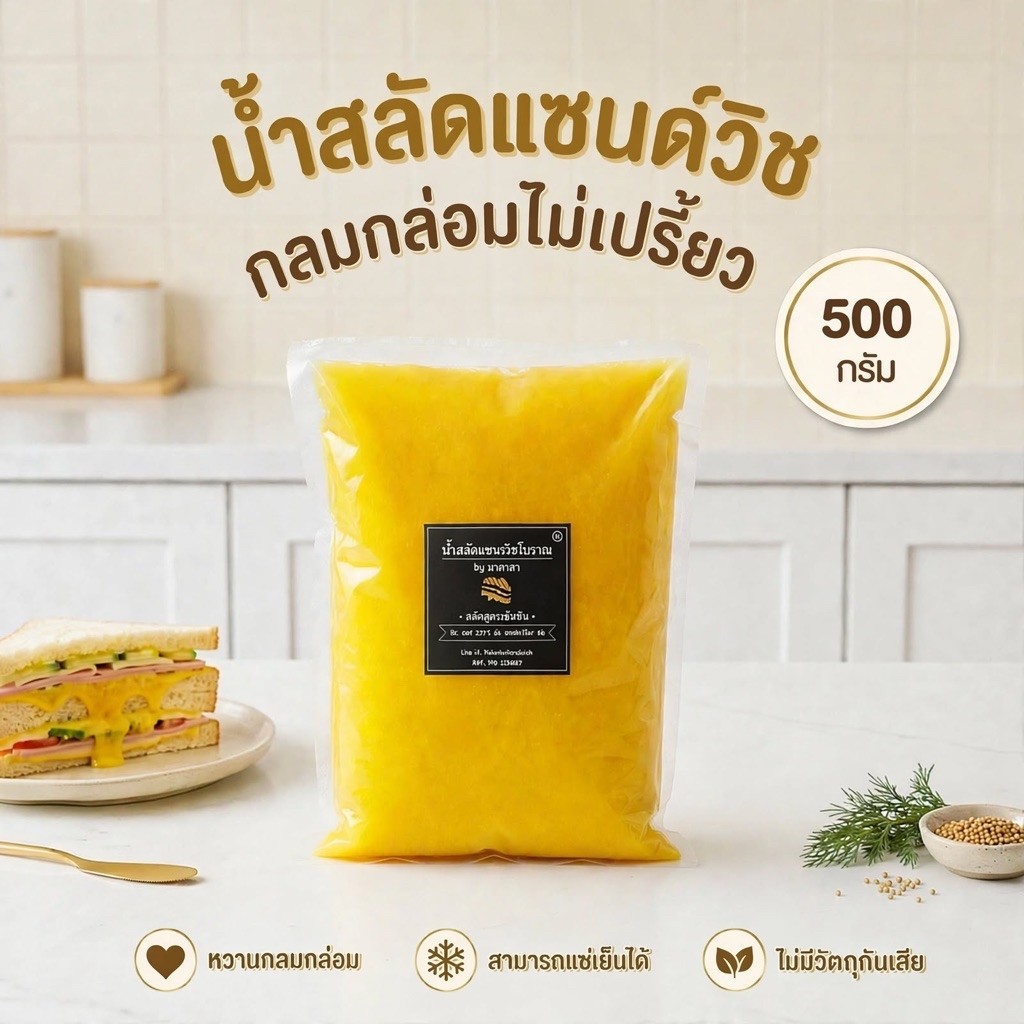 น้ำสลัดแซนวิชโบราณ 500 กรัม หอม หวานกลมกล่อม อยู่ได้ 2-3 สัปดาห์