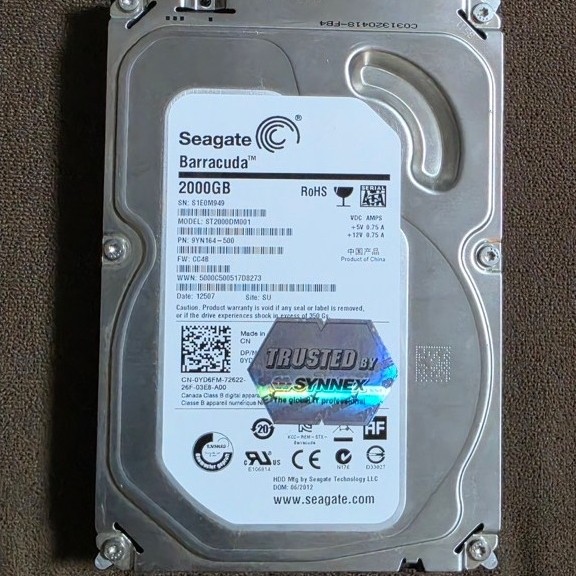 Hard Disk PC 3.5" Seagate BarraCuda 2TB มือสอง
