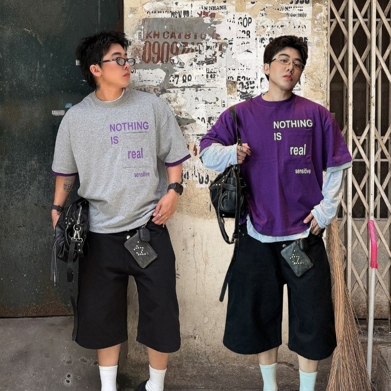 QCLOTH : NOTHING REAL เสื้อซ้อนแขน cotton 100%