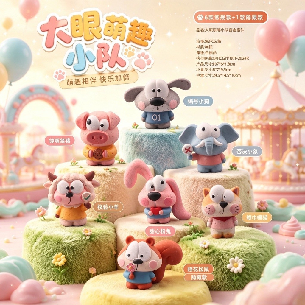 (ย99) โมเดล มินิ : Animal BigEyed Cute Squad Series Blind Box