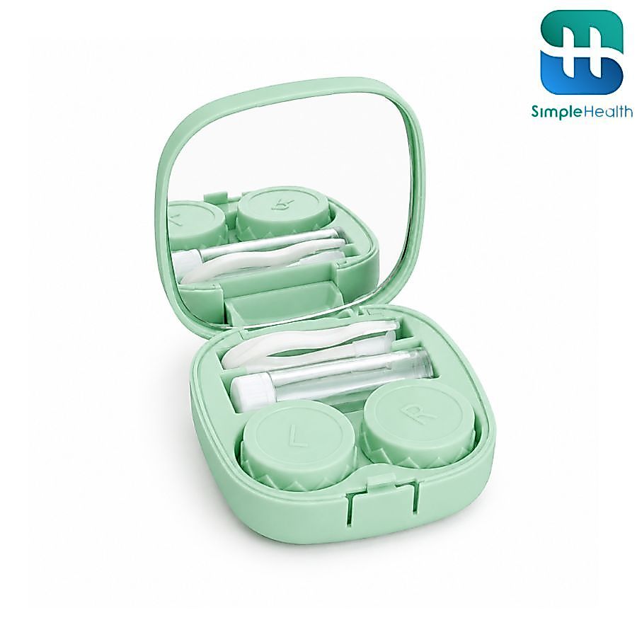 Simple Health กล่องเก็บคอนแทคเลนส์ Contact lens case กล่องฝาปิด พร้อมกระจก
