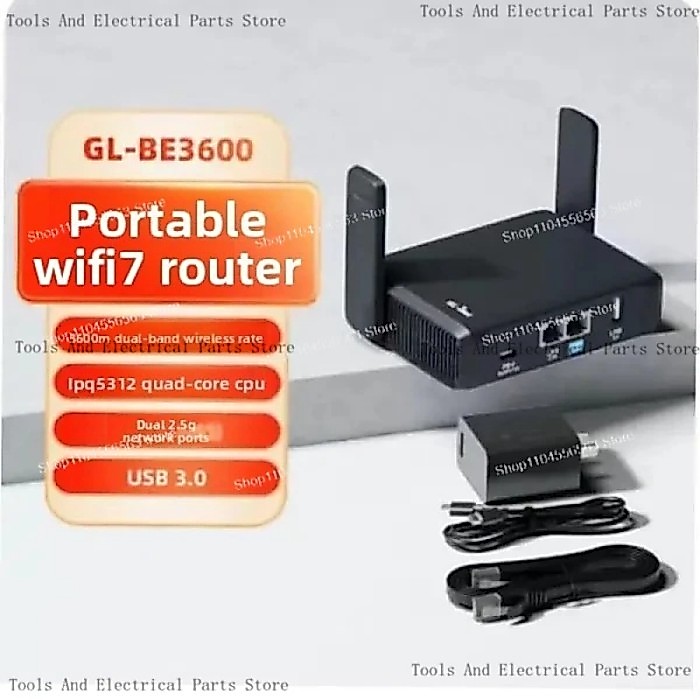 GL-BE3600 (Slate 7) WiFi 7 Router With Dual 2.5G Ports, Touchscreen, 3570Mbps Gaming Hotspot, VPN F