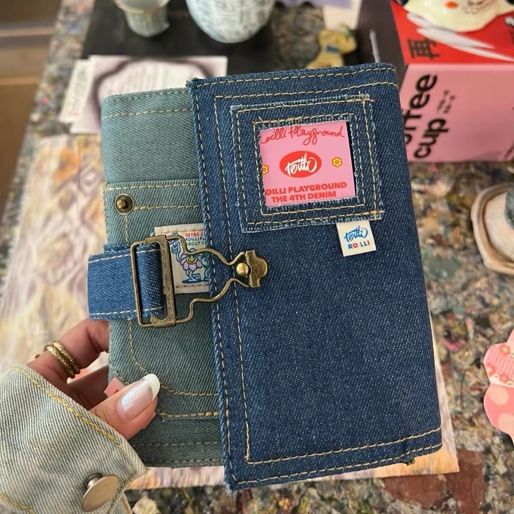 พร้อมส่ง🇹🇭แฟ้มยีนส์ สไตล์วินเทจ (เฉพาะแฟ้ม) ขนาดA7 6ห่วง แฟ้มการ์ด Photo Album Binder (AH) #J2