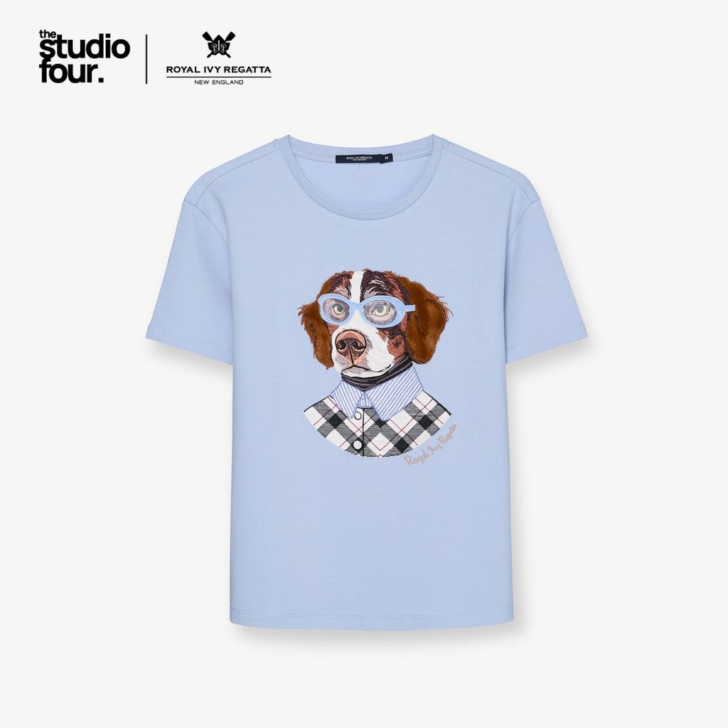 ROYAL IVY REGATTA - Prepster Dog Graphic French Terry T-Shirt Blue เสื้อยืด (R26WGWA014)