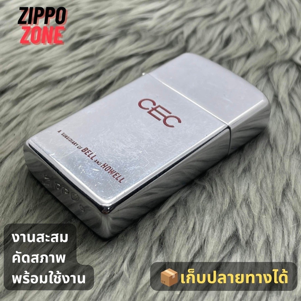 Zippo Slim แท้ มือสอง ZZB271 เลเซอร์ CEC Bell & Howell ปี 1965 • Z  | ไฟแช็ค Zippo USA ของแท้ | พร้อ