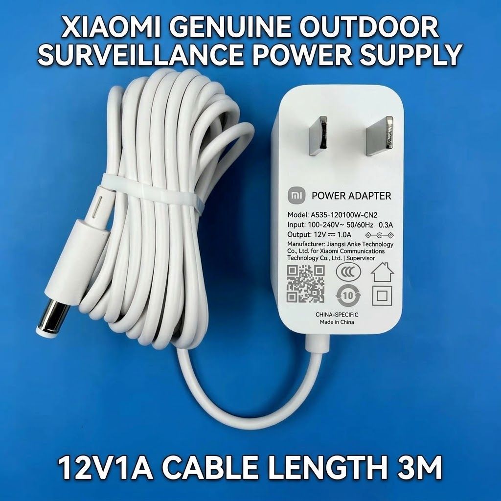 [พร้อมส่ง] อะแดปเตอร์กล้องวงจรปิดภายนอก Xiaomi Power Adapter 12V 1A สายยาว 3 เมตร (หัวแจ็ค DC)