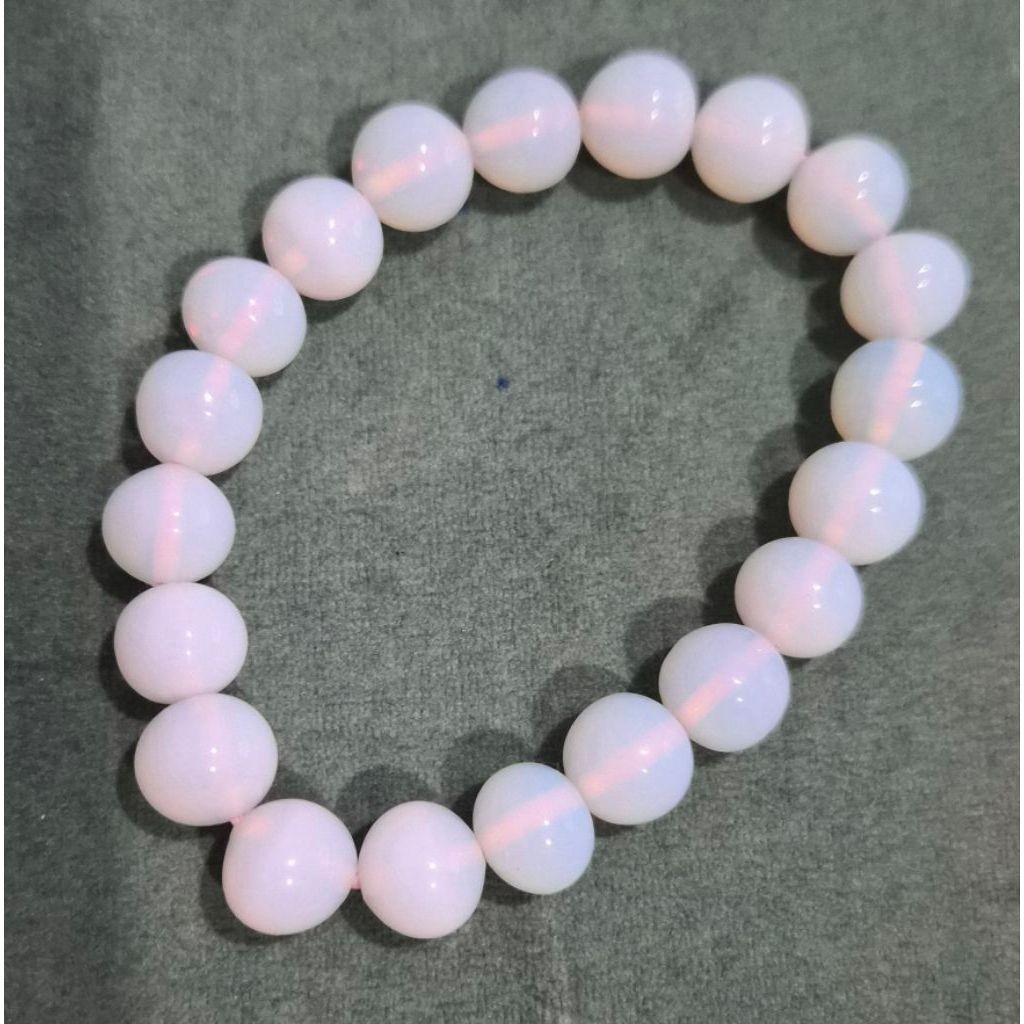 สร้อยข้อมือกำไลหิน โอปอล์สังเคราะห์ (Opalite) มือสอง หินมงคล