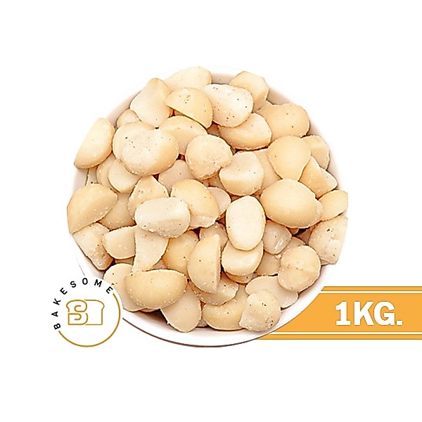 Raw Half Macadamia #4L แมคคาเดเมีย เม็ดซีก (ดิบ 1 กิโลกรัม นำเข้าจากอเมริกา เกรด AAA เม็ดใหญ่ รับประกันควา