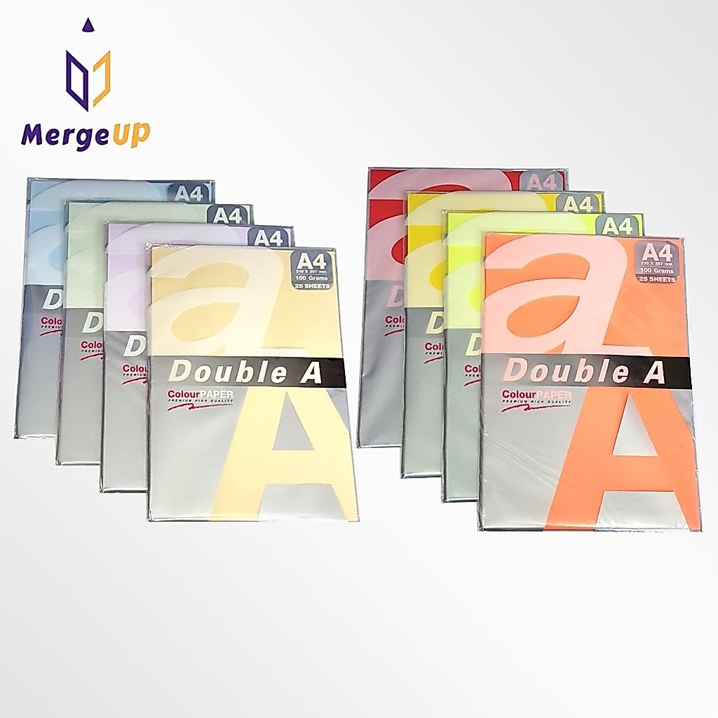 กระดาษถ่ายเอกสารสี 100 แกรม 25 แผ่น DOUBLE A