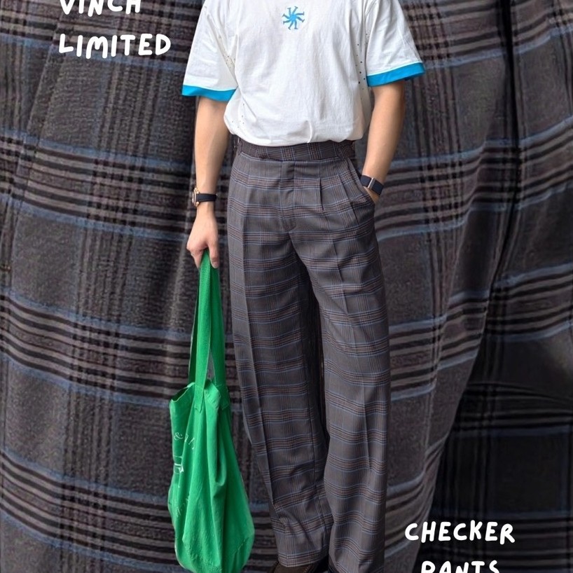 NEW! VINCH Checker Pants กางเกงขายาวผู้ชาย ขาบาน ลายสก็อต