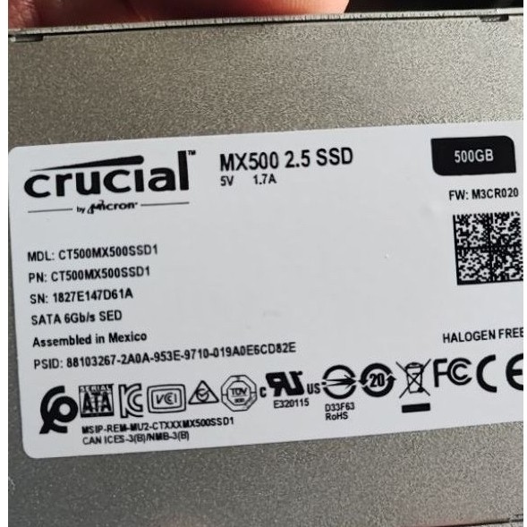 SSD SATA crucial 500gb มือสอง สภาพใหม่(used)