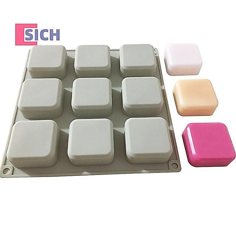 [Sich] 9 Cavity สบู่แม่พิมพ์ซิลิโคนสําหรับทําสบู่แฮนด์เมดโลชั่นบาร์สแควร์สี่เหลี่ยมผืนผ้าReusableซิลิโคนสบู่ทําแม่พิมพ์ใหม่