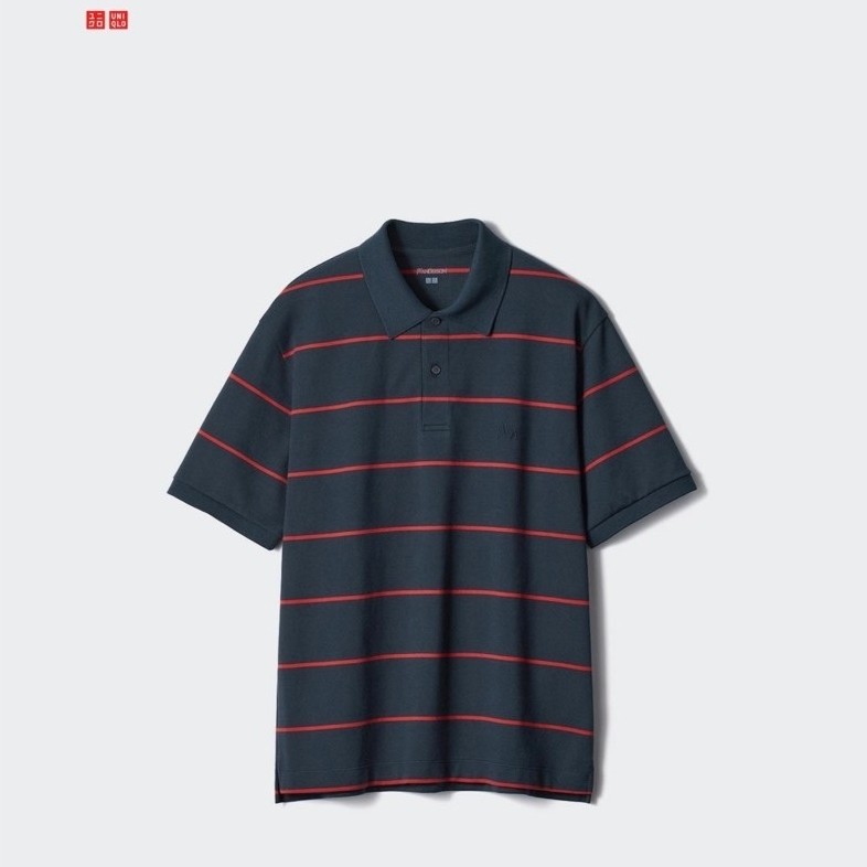 💙 เสื้อ Dry Pique Patterned Polo Shirt Uniqlo - Navy (Used)