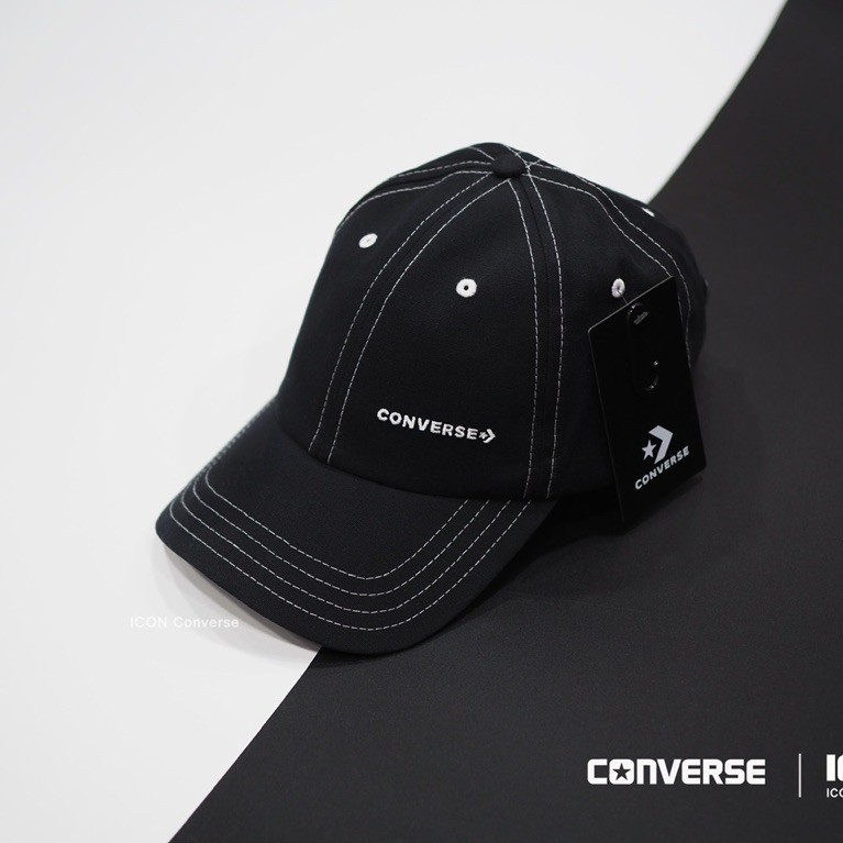 หมวก Converse Stitch Washed Cap - Black | สินค้าเเท้พร้อมถุง Shop | ICON Converse