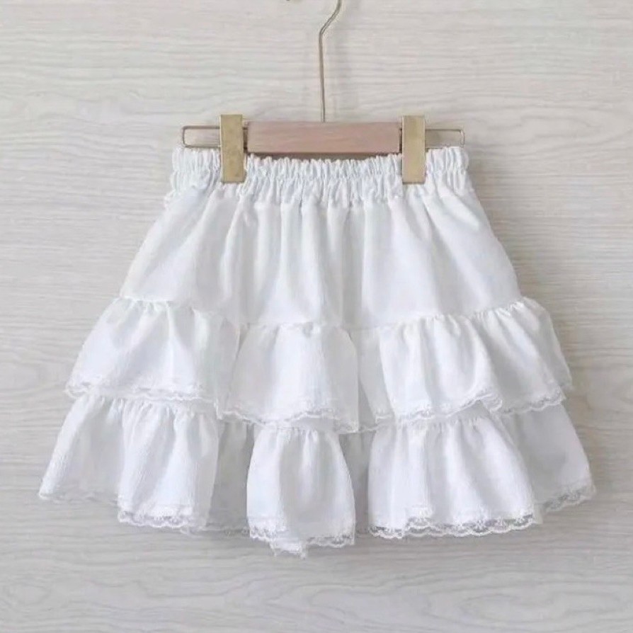 กระโปรงแฟชั่นฟรีไชร์แต่งลูกไม้ไม่มีชับใน