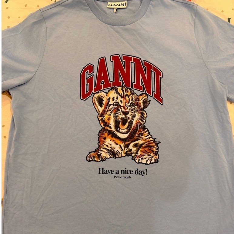 เสื้อganniสีฟ้าลายเสือ
