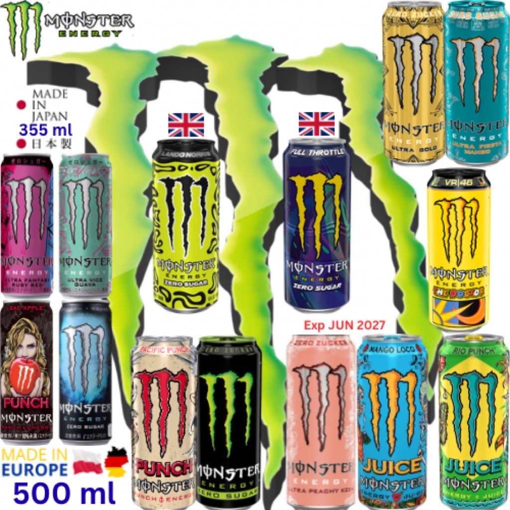 Monster Energy Drink 500 ml. Europe from the Germany, Ireland, Poland, Japan (BBF FEB 2027) UK Supplier