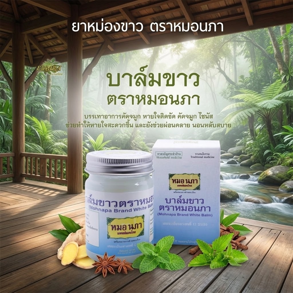 ยาหม่องขาว ตราหมอนภา 50g.