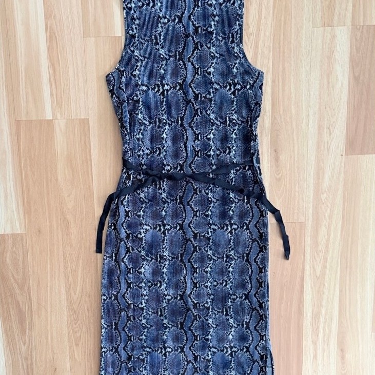 h&m pleated dress sneak print