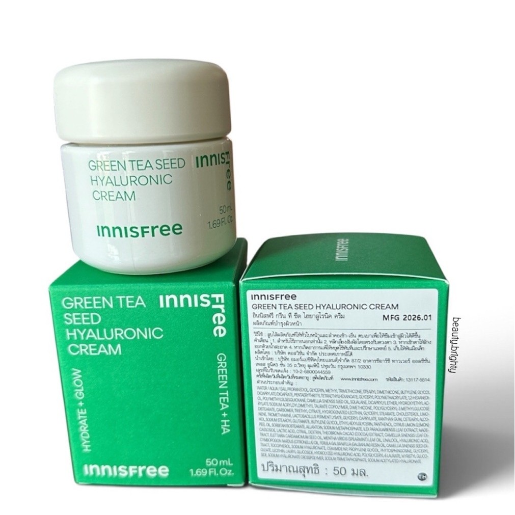 ป้ายไทย/Exp2029 Innisfree Green tea seed cream 50ml ครีมชาเขียวเติมความชุ่มชื้น สำหรับผิวแพ้ง่าย
