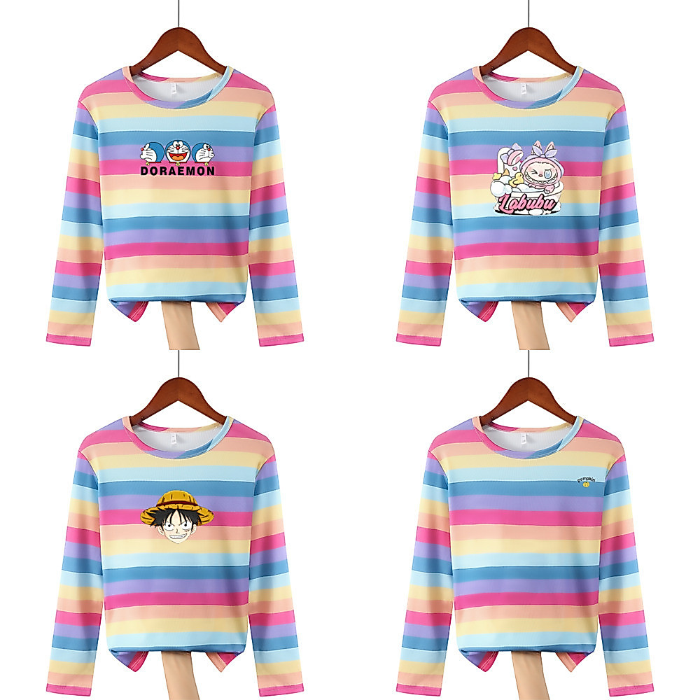เสื้อยืดคอกระบอกสั้นแขนสั้นสำหรับหนุ่มน้อย อายุ 9-13 ปี ทำจากผ้าไหมน้ำแข็งแบบเรียบง่าย และได้แรงบันดาลใจจากคาแรกเตอร์การ์ตูน