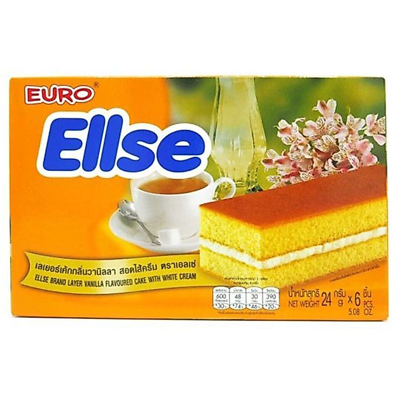 เอลเซ่เลเยอร์เค้กกลิ่นวานิลาสอดไส้ครีม 144กรัม Ellse Layer Vanilla Flavoured Cake with White Cream 144g.