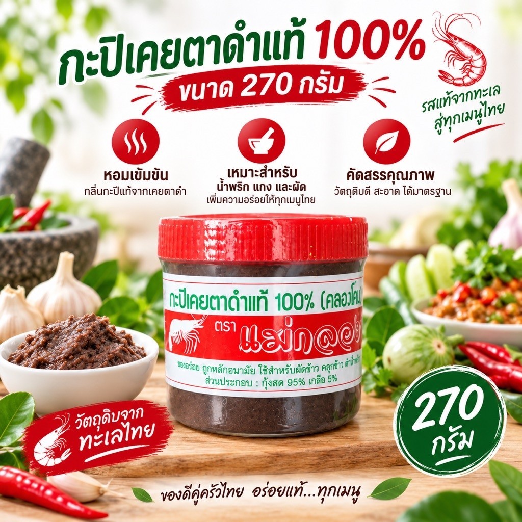 กะปิเคยตาดำแท้100% (270 กรัม)