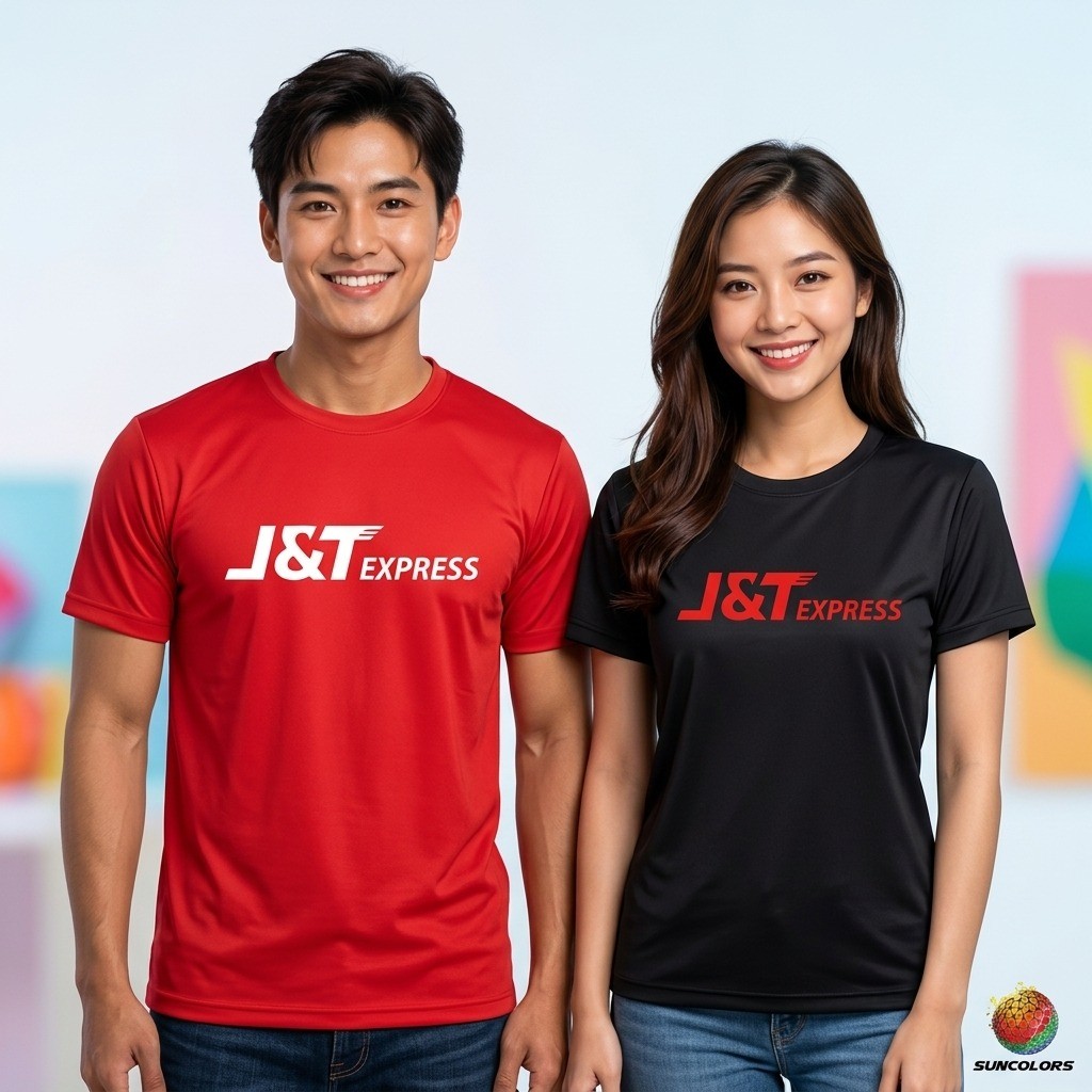 เสื้อยืดคอกลม J&T EXPRESS ผ้าโพลีเอสเตอร์ 3 สี แดง ดำ ขาว ไซส์ S-4XL