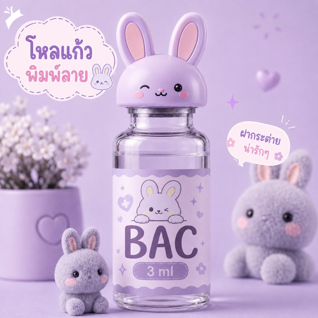 โหลแก้วพิมพ์ลาย Bac 3 ml สุดน่ารัก สั่งวันนี้รอบส่งพรุ่งนี้