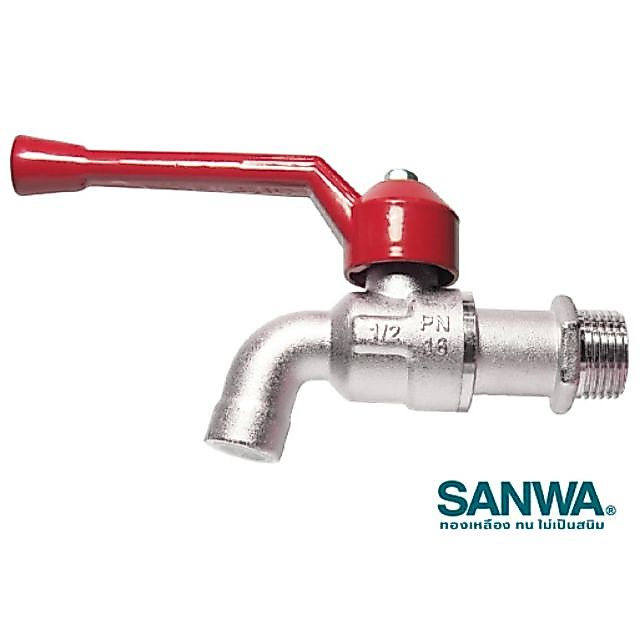 ก๊อกน้ำ SANWA มี2ขนาด 4หุน (1/2")​ 6หุน (3/4) ของแท้ ก๊อกน้ำซันวา ซันว่า ก๊อกด้ามแดง