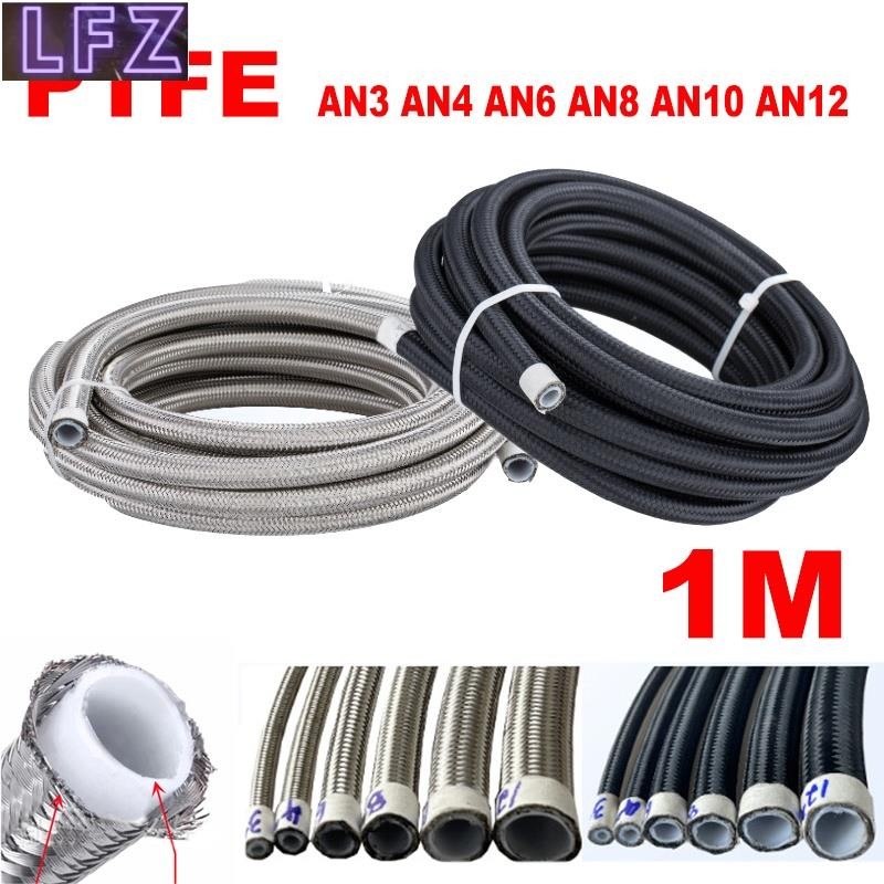 สายท่อน้ํามันเชื้อเพลิงรถยนต์ สเตนเลส PTFE แบบถักคู่ AN3 AN4 AN6 AN8 AN10 AN12 3 ฟุต 1 เมตร
