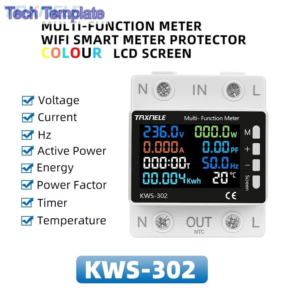Ac 100-290V 8in1 พารามิเตอร์ จอแสดงผล ที่มีสีสัน เครื่องวัดพลังงาน kWh เครื่องวัดความถี่แรงดันไฟฟ้า 