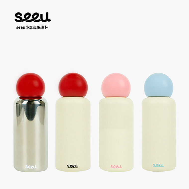 【Follow Coupon】Seeu Red Nose Puppy 316 แก้วสแตนเลส 300ml แก้วน้ำเก็บอุณหภูมิ แก้วเก็บความเย็น