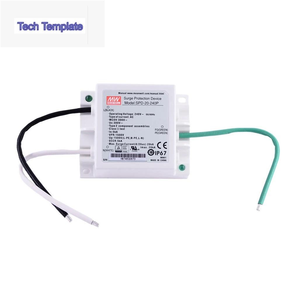 Mean WELL SPD-20-240P 20kA LED Driver อุปกรณ์ป้องกันไฟกระชากกันน้ํา IP67