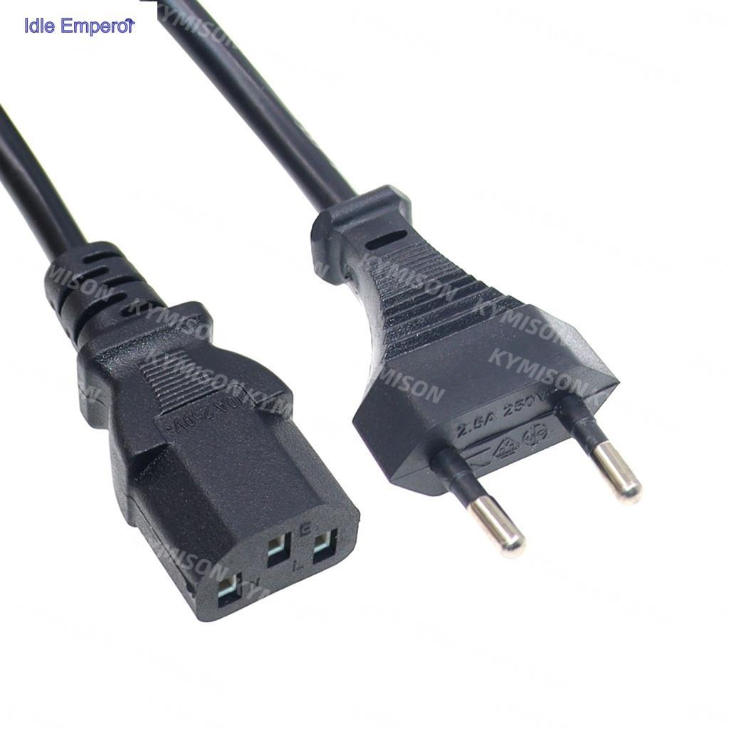 EU ทองแดงบริสุทธิ์สายไฟยุโรป AC สายไฟ 2-PIN EU PLUG ถึง IEC 320 C13 สายไฟ 2X0.75mm2 ทองแดงตัวนํา 1 M