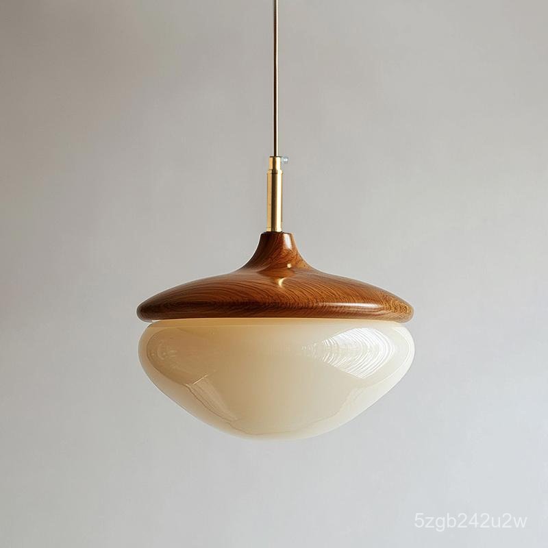 Cream Nut Vintage Solid Wood Restaurant Small Pendant Light Creative Design Cream Style Dining Table
