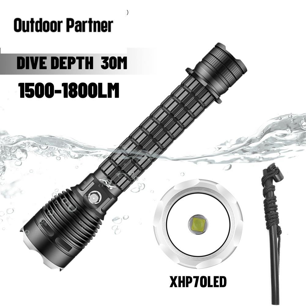 D815A ไฟฉายดําน้ํา 1200LM XHP70 LED ใต้น้ํา 200M ความลึกกันน้ํา IPX8 ไฟฉาย Scuba Dive โคมไฟ