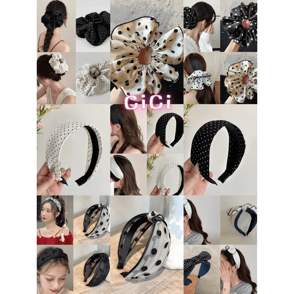 ส่งทันที Cici(NO. H188) ที่คาดผม/กิ็บ/ยางมัดผมลายจุดPolka dotใส่แมทช์ชุดได้หลากหลายสไตล์ แฟชั่นเกาหลีมาใหม่สำหรับผู้หญิง